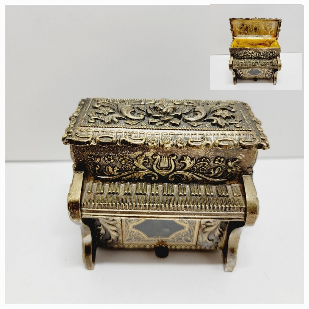 VTG GUNTHER MELE Japan Musical Piano Shaped Trinket Jewelry Music Box Heavy Work